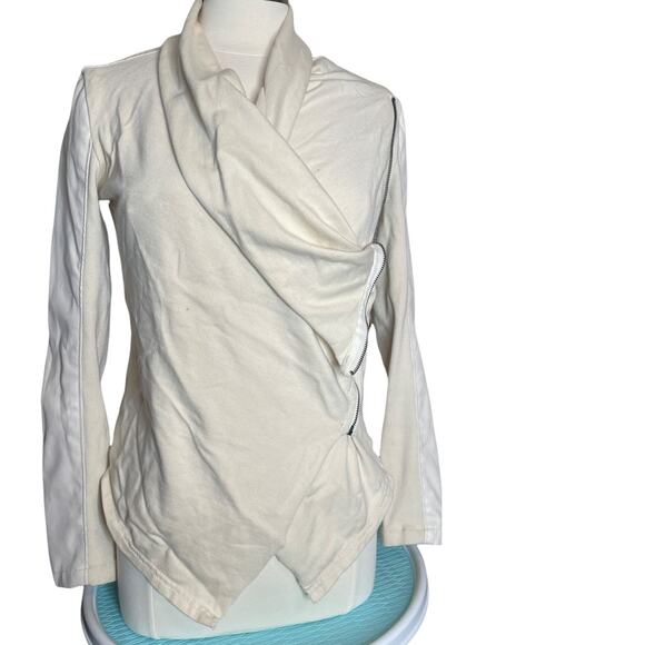 BLANK NYC Private Practice Wrap Jacket Cream Small Off White Leather Moto Biker - Picture 2 of 10